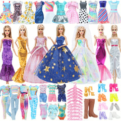 43pcs Doll Clothes Set Princess Wedding Gowns Veil Mermaid