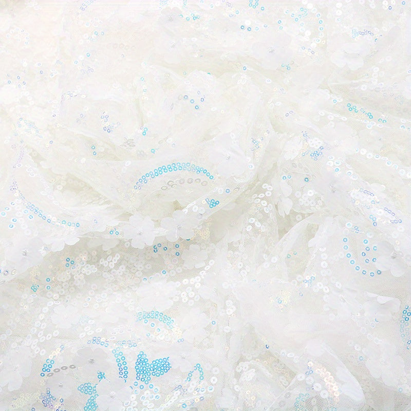 1yard 3D Flower Tulle Fabric Wedding Sewing For Decor Clothes Crafts