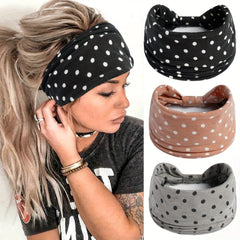 Polka Dot Pattern Hair Band Sports Elastic Hair Band Wide Brim Headband