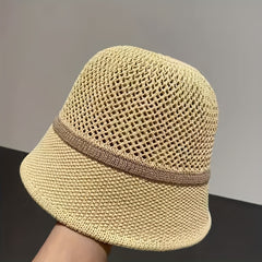 Breathable Crochet Sun Hat Casual Outdoor Bucket Hat for Women