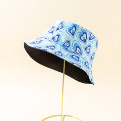 Heart Print Cartoon Bucket Hat Reversible Foldable Basin Hat