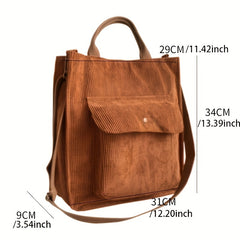 Corduroy Shoulder Bag Women's Large Capacity
