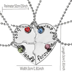 4pcs Necklace Women Jewelry BFF Friendship Pendant Neck Chain Necklace