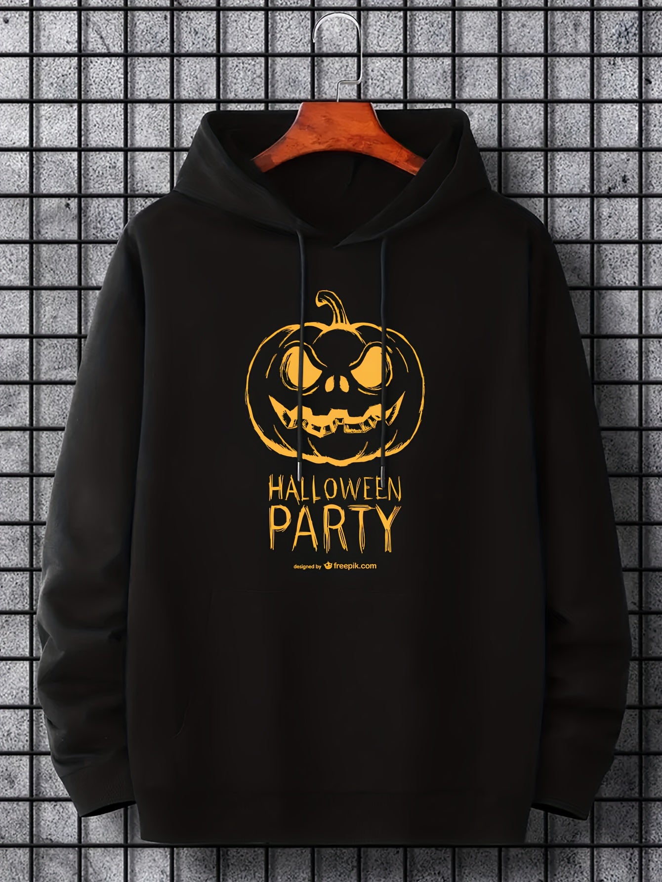 Men's Pumpkin Graphic Hoodie Halloween Style Drawstring Hooded Sweatshirt