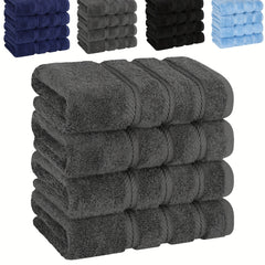 4pcs Solid Cotton Hand Towels Set Ultra Soft Highly Absorbent