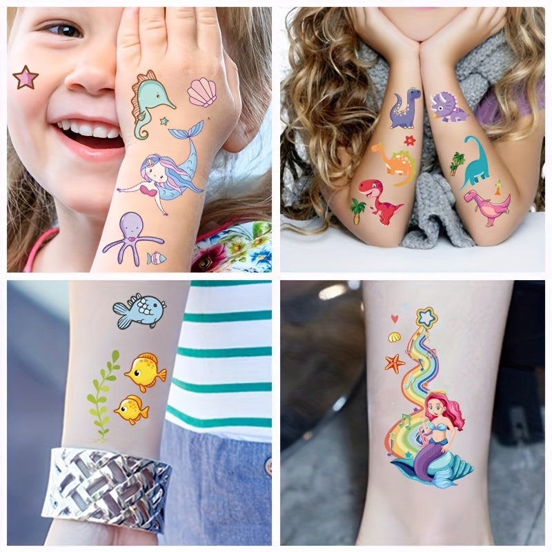 10pcs Unicorn Mermaid Dinosaur Temporary Tattoo Sticker