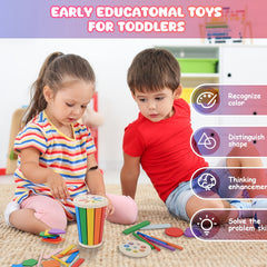 Wooden Stacking Toy Set for Toddlers - Sensory & Motor Skills Development