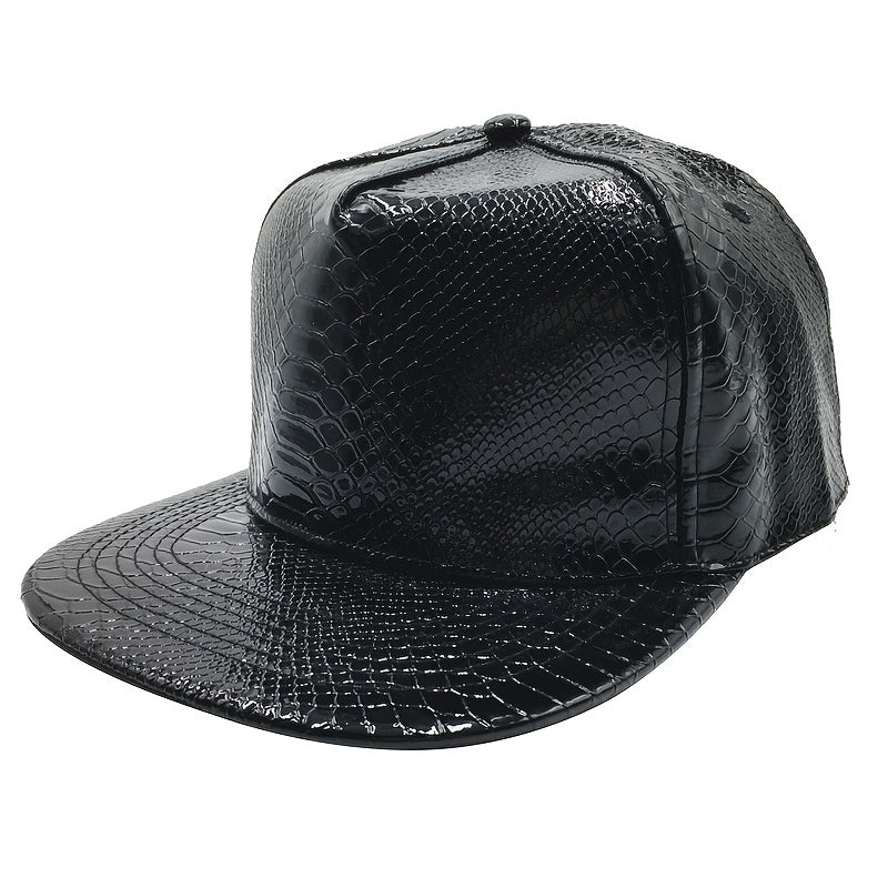 Solid PU Leather Hip hop Baseball Cap Men Street Dancing Cap