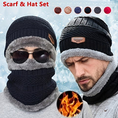 Winter Knitted Hat Scarf Gloves Set with Neck Gaiter for Men Women