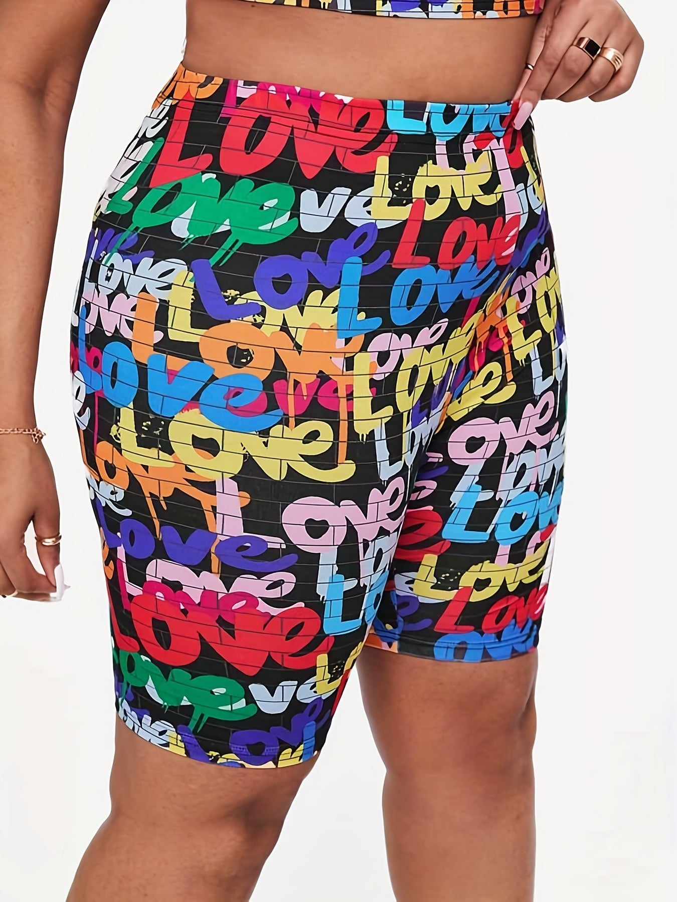 Women's Activewear Letter Print Skinny Shorts for Yoga Running