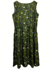  Floral Print Loose Fit Tank Maxi Dress