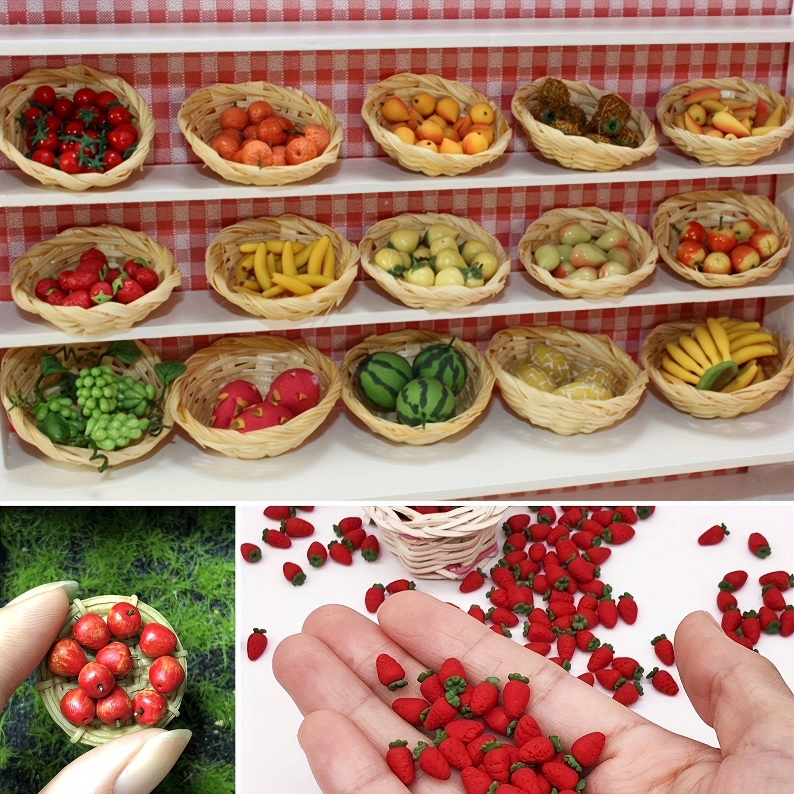 10pcs Mini Fruits & Veggies Set 1:12 Scale Rustic Garden Farm Decor