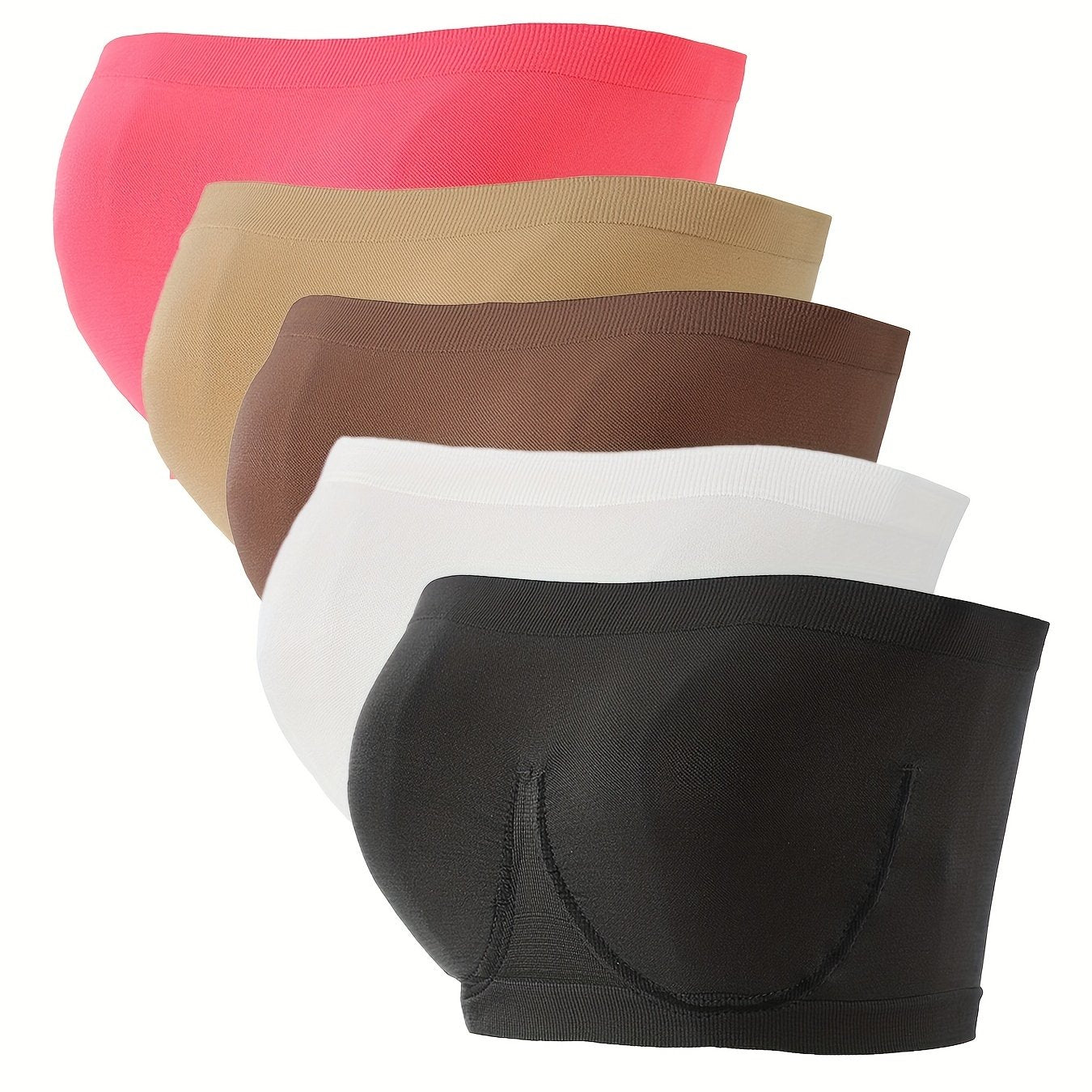 5pcs Strapless Bandeau Bras Soft & Stretchy Women's Lingerie