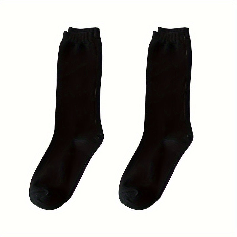 2 Pairs Solid Socks All Match Women's Stockings & Hosiery