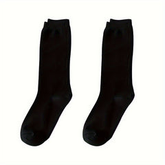 2 Pairs Solid Socks All Match Women's Stockings & Hosiery