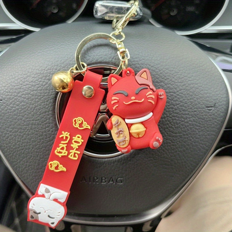 Cartoon Lucky Cat Key Chain Burger Car Key Chain Jewelry Bag Small Pendant