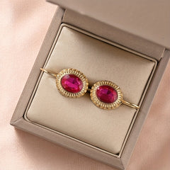 2pcs Red Oval Pattern Earrings Retro Noble Men Women Daily Accessories