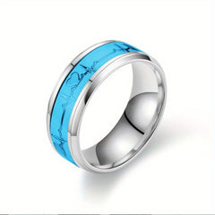 Heart-shaped Titanium Steel Ring Luminous Couple Ring