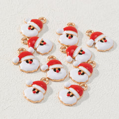 10pcs Santa Claus Alloy Pendant Christmas Style Accessories