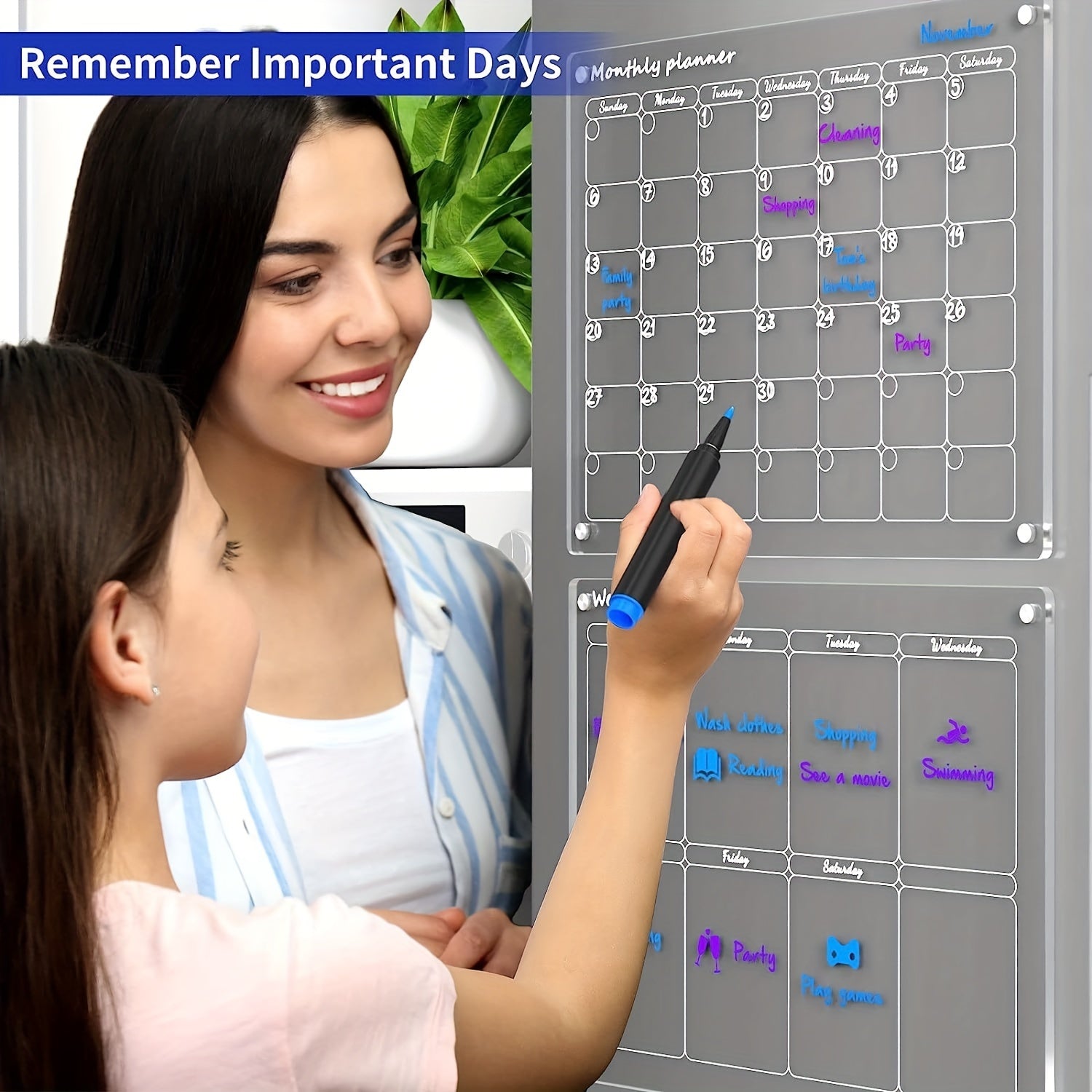 Acrylic Magnetic Dry Erase Board Calendar For Refrigerator