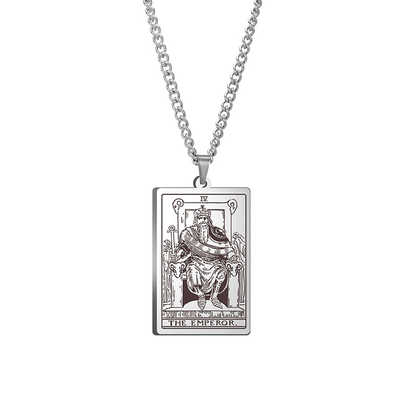 Vintage Tarot 20 Main Cards Steel Necklace Men's Stainless Steel