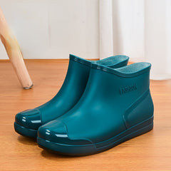 Women's Waterproof Ankle Rain Boots Non Slip Solid Short Tube Boots