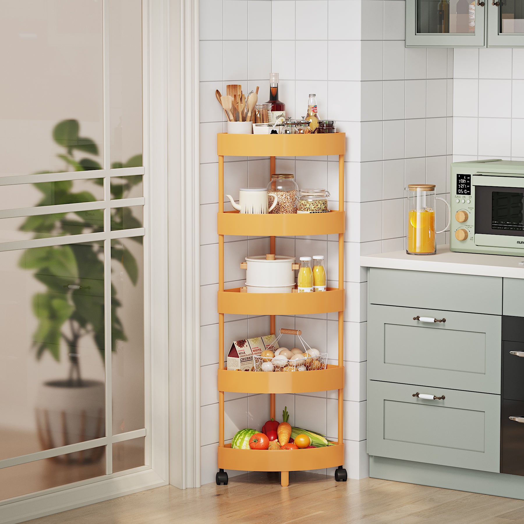 Multi-Tier Storage Rack for Kitchen Corner Shelves