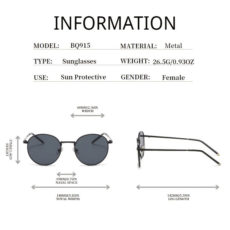 Round Metal Sunglasses Thin Temple UV400