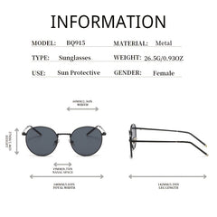 Round Metal Sunglasses Thin Temple UV400