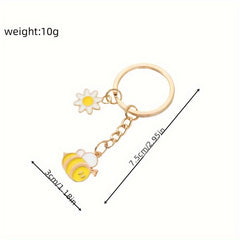 Bee Flower Charm Keychain Key Ring Backpack Handbag Purse Pendant