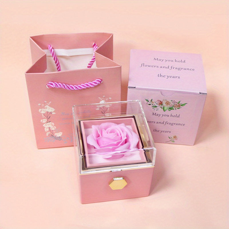 Rose Scented Soap Flower Jewelry Box Painted Single Flower Box