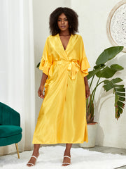  Satin Ruffle Trim Kimono Cover Up