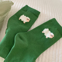 3 Pairs Cartoon Animal Print Socks Comfy Mid Tube Women's Stockings