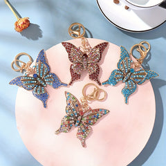 Rhinestone Butterfly Keychain Metal Key Ring Purse Bag Charm Gift For Mom