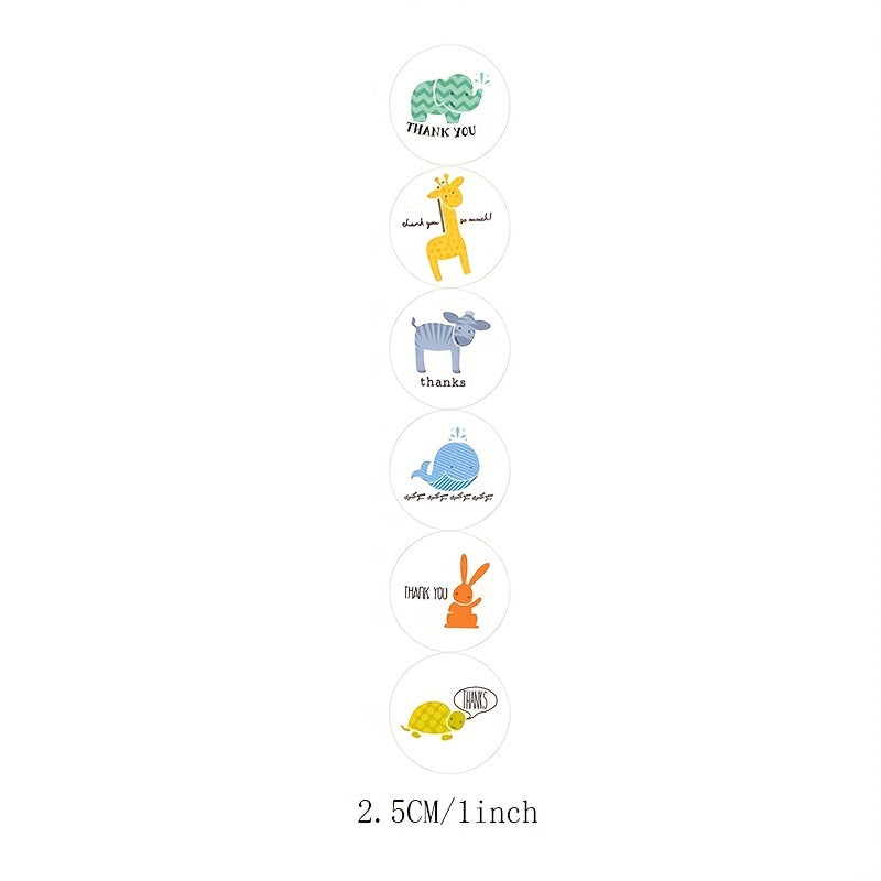 160pcs Animal Thank You Stickers Turtle Bunny Patterns Children's Reward