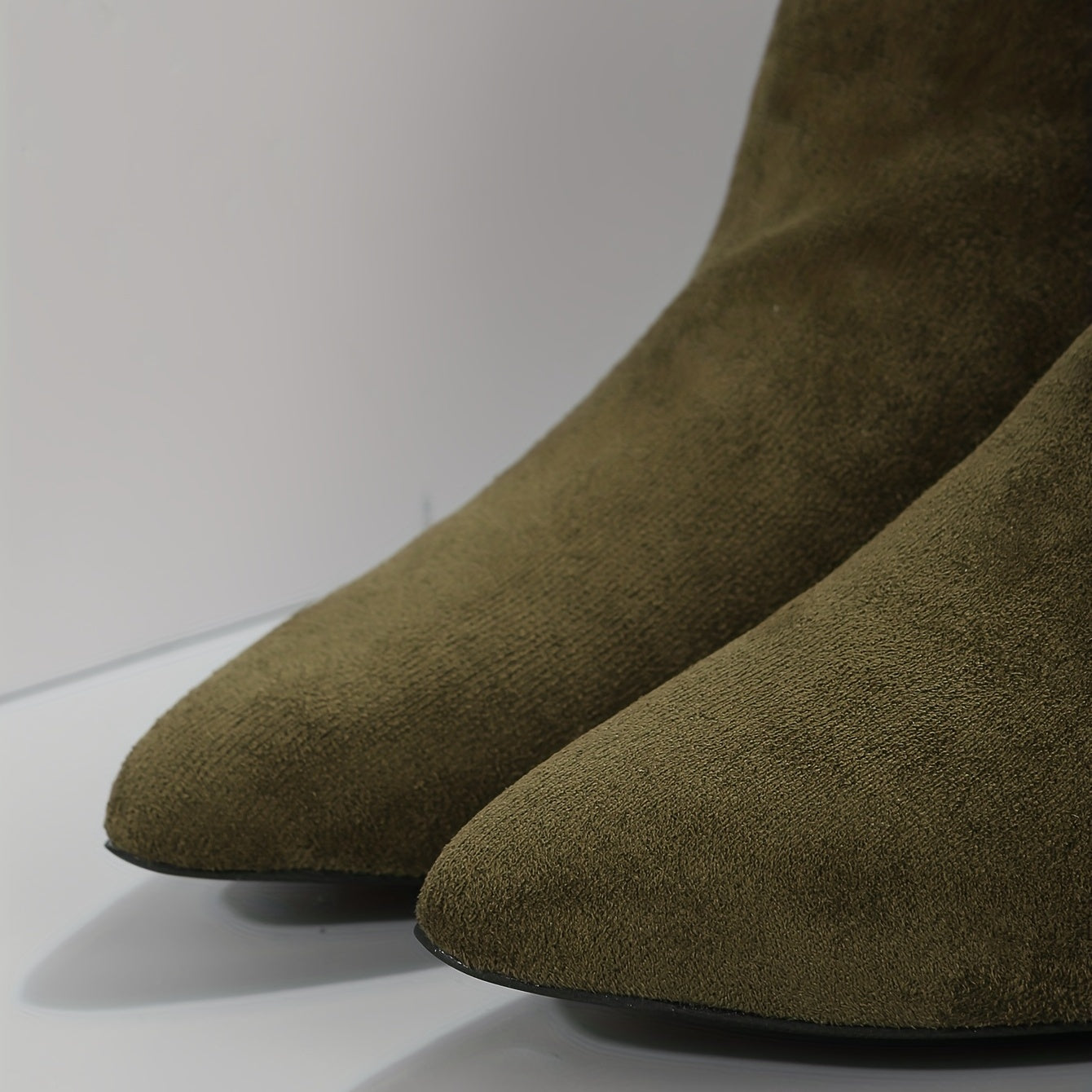 Women's Kitten Heel Ankle Boots Side Zipper Solid Point Toe Short Boots