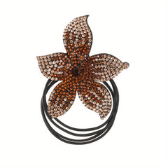 Women's Rhinestone Flower Resin Hair Tie Elastic Hair Rope
