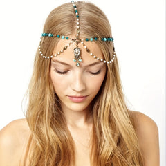 Western Style Beaded Head Piece Headdress Boho Head Chain Hair Accessories