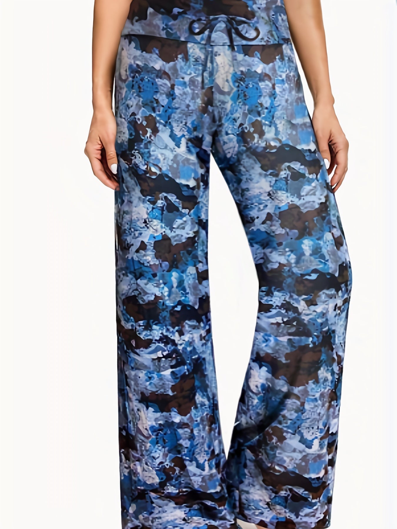  Casual Pants Women's Plus Graphic Print Yoga Wide Leg Loose Pants