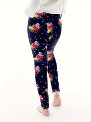  Santa Claus Print High Rise Leggings