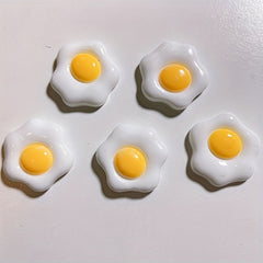 10pcs Poached Egg Resin Charms Hairpin Hair Ring Mobile Phone Decoration