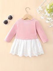 Baby Girls Long Sleeve Splicing Skirt Swing Dress