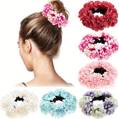 Boho Fabric Flower Hair Tie Elastic Hair Band