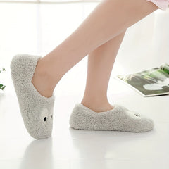 Women's Eyes Plush Slippers Warm Fuzzy Flat Indoor Bedroom Shoes