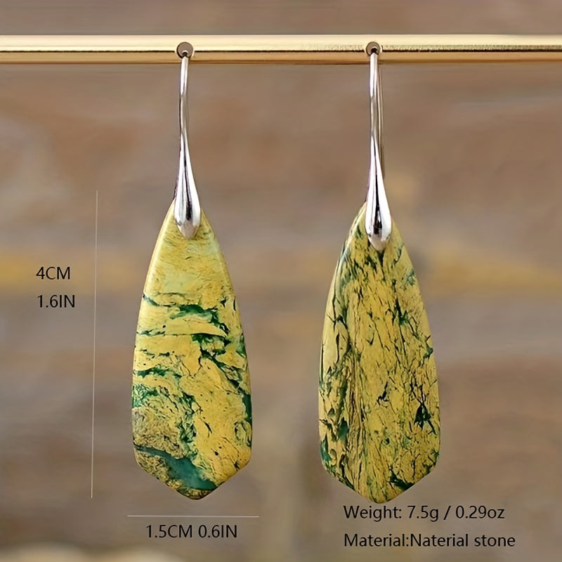 Natural Imperial Stone Dangle Earrings Bohemian Style Jewelry Gift