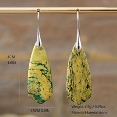Natural Imperial Stone Dangle Earrings Bohemian Style Jewelry Gift