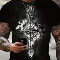 Vintage Compass Graphic Tee for Men Active Breathable and Stretchy