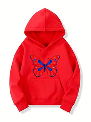 Funny Butterfly Graphics Girls' Long Sleeve Casual Hoodie Sweatshirt