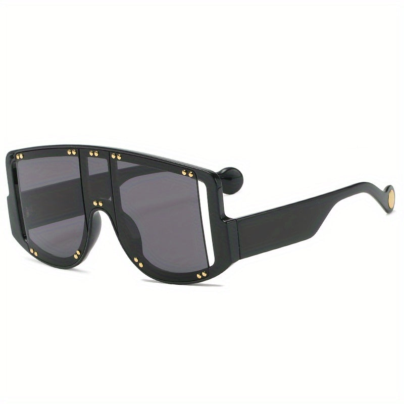 Large Frame Square Rivet Colorful Sunglasses Punk Conjoined PC Sunglasses