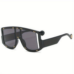 Large Frame Square Rivet Colorful Sunglasses Punk Conjoined PC Sunglasses